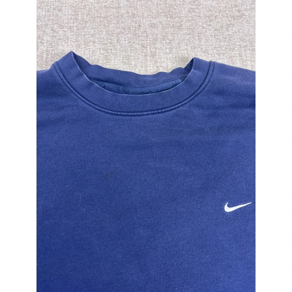 Vintage Nike Crewneck Sweatshirt Navy Blue Embroidered Mini Swoosh Mens XXL